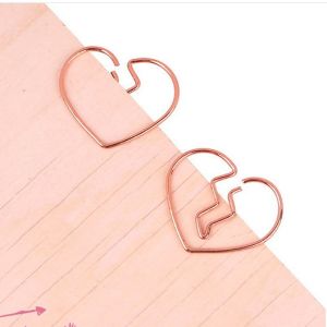 gold broken heart shaped paper clips, cute decorative paper clips for fun