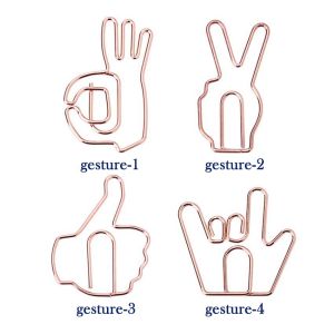 gold gesture shaped paper clips, cute decorative paper clips for events & gifts