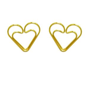 gold loving heart shaped paper clips, cute decorative paper clips for wedding & gifts
