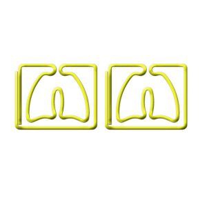 lung shaped paper clips in yellow, decorative paper clips
