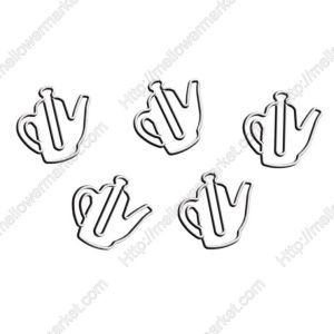 teapot-shaped paper clips, tea-themed decorative paper clips